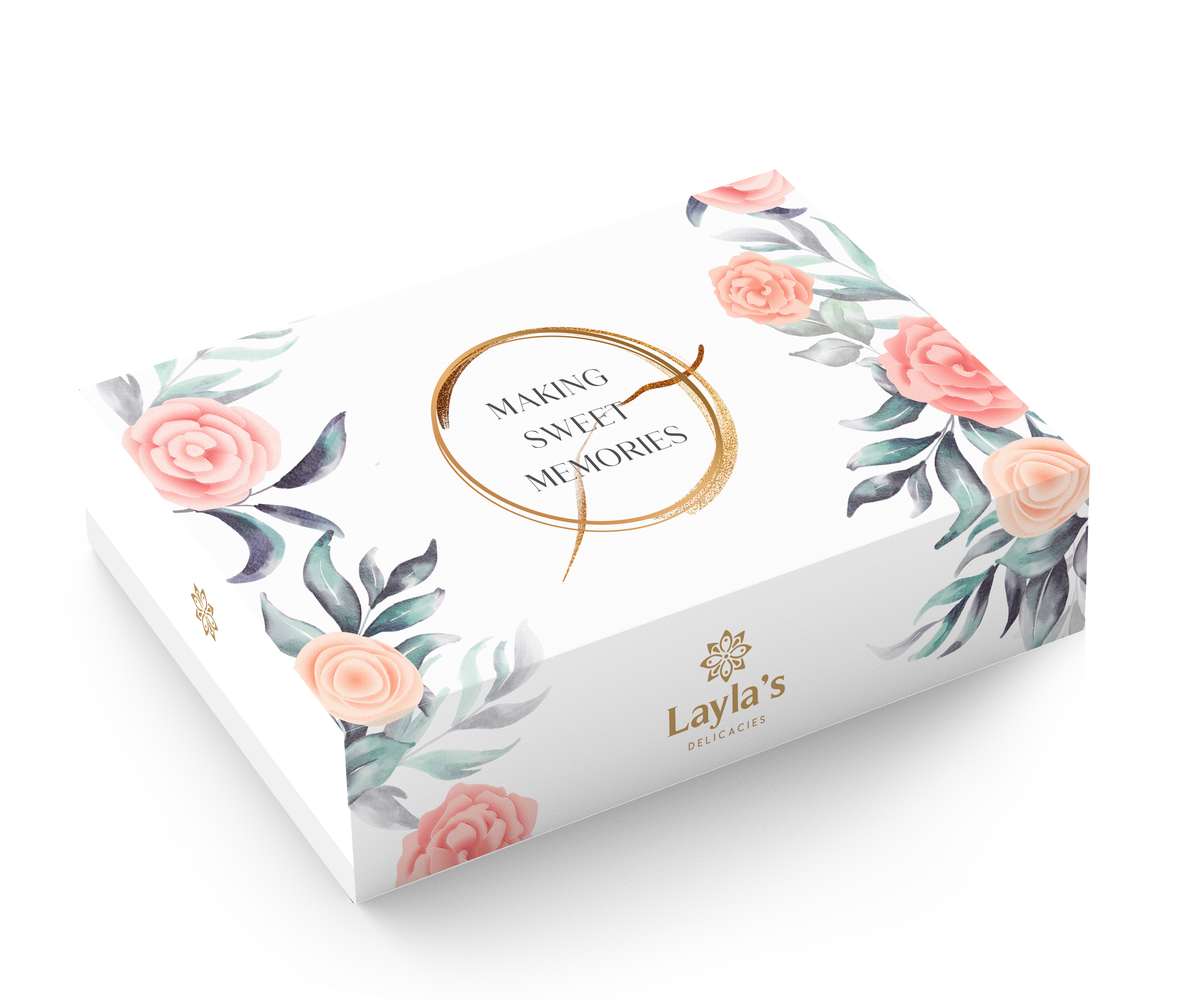 Wedding favor box set with 5 gourmet treats | Elegant packaging for weddings and events.